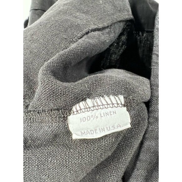 Bryn Walker Black Linen Size Large Button Detail Lagenlook Minimalist Boxy Fit - Picture 4 of 5